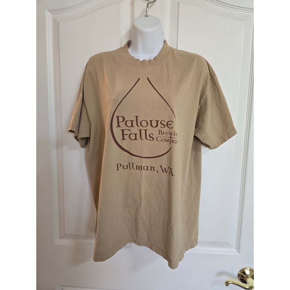 Palouse Falls Brewing Company T Shirt Adult LGG Tan Short Sleeve Crew Neck/0476
